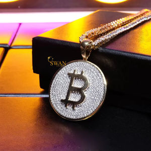 Colgantes y dijes de joyería de moda Busto abajo en oro sólido de 10kt y diamantes de corte redondo VVS Moissanite - Product Image 5