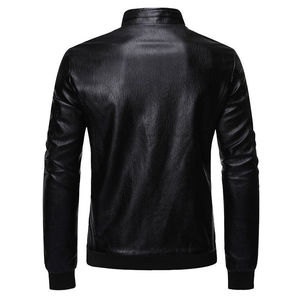 Chaquetas de Cuero Vacuno para Hombre Estilo Urbano, Ropa de Invierno, Ropa Deportiva Personalizada, Cierre de Cremallera, Cuello Alto, Color Sólido - Product Image 2