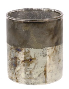 Portavelas de Vidrio Rústico Industrial, Acabado en Plata Antigua de Dos Tonos, Resistente al Calor, Ecológico, Hecho a Mano, para Pascua - Product Image 1