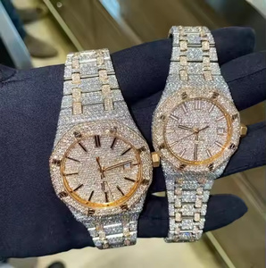 Reloj de diamantes de moissanita de primera calidad para hombre, reloj ostentoso totalmente helado con correa de acero inoxidable y diseño Hip Hop de lujo - Product Image 1