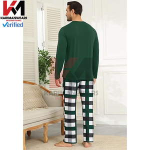 Conjunto de Pijama a Cuadros para Hombre, Suave y Cálido, 2 Piezas, Ropa de Dormir, Camiseta de Manga Larga, Pantalones Largos, Conjunto de Pijama Cómodo para Estar en Casa con Bolsillos - Product Image 3