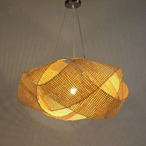 <b>Boho</b>-Chic Lotus Leaf Pendant Light with Handwoven Rattan for a Unique Statement Piece - Product Image 1