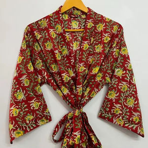 Kimono à imprimé floral à manches longues pour femmes Robe de mariage au sol vêtements de nuit taille naturelle pour la plage couvrant le Bikini - Product Image 1