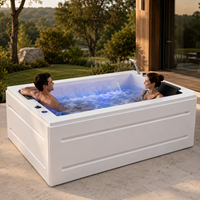 Ploutara Premium Moderne Bain à remous rectangulaire extérieur en acrylique avec cascade Balboa, douchette à main et jets de hydromassage pour un confort optimal