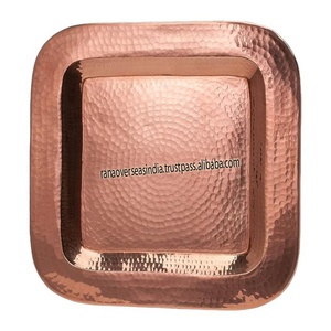 Plateau de service en métal Offre Spéciale de haute qualité martelé à la main plaque de cuivre pur en forme carrée pour la maison - Product Image 1