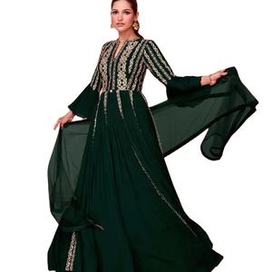 Vestido de trabajo de secuencia de bordado de Georgette puro de último diseñador por Fab Zone - Product Image 1