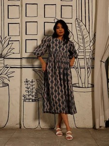 Vestido largo de algodón con bloque de mano indio, vestido elegante con estampado floral para mujer, vestido personalizado para novia, boda, luna de miel, regalo para ella - Product Image 3