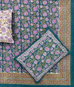 Premium 100% Cotton Bedsheet Super <b>King</b> <b>Size</b> Super Soft Deep Blue Floral Jaipuri Indian Hand Block Printed Bedding Set Wholesale - Product Image 3