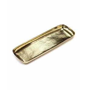 Bandejas para servir de Metal dorado de forma Rectangular larga, plato brillante pulido y martillado para Hotel, restaurante, hogar, Festival de regalos - Product Image 1