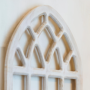 Sculpture murale en MDF de conception moderne artisanale, finition blanchie, cadre sculpté vieilli, scènes de nature, paysages, décoration pour salon - Product Image 4