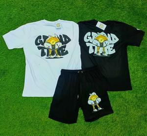 Conjunto corto de 2 piezas de diseño propio personalizado, conjunto de manga corta estampado sencillo y único para hombre, producto más vendido, algodón transpirable - Product Image 6