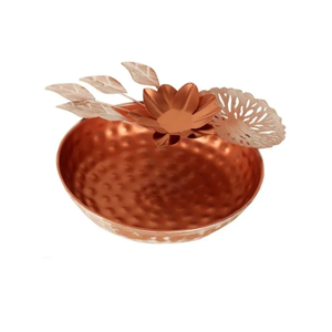 Bol de service classique en cuivre naturel bol à salade forme ronde vaisselle décorative en métal à des fins décoratives - Product Image 2