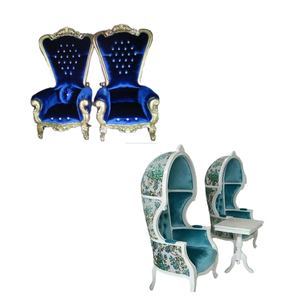 Vente en gros Chaises royales pour trône de mariage Chaises de mariage de haute qualité à dossier haut Chaise de mariage du roi Direct d'usine Prix bon marché - Product Image 6