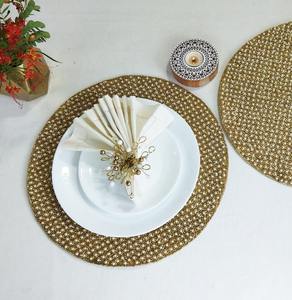 ชุดแผ่นรองจานหรูหรา ประดับลูกปัด ทำมือ ปักลาย เป็นมิตรกับสิ่งแวดล้อม พร้อมแผ่นรองแก้ว สำหรับตกแต่งโต๊ะอาหารที่บ้าน งานแต่งงาน โรงแรม - Product Image 1