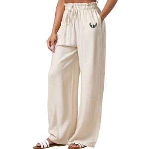 Pantalones Anchos de Mujer Color Marfil con Cordón, Pantalones Casuales de Moda con Cordón, Corte Holgado, Ligeros, para Uso Diario - Product Image 1