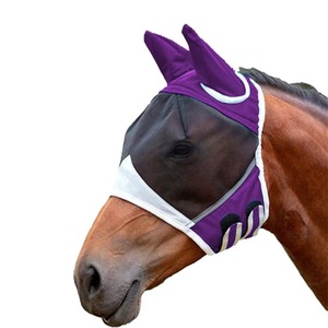 Masque anti-mouches durable pour chevaux avec protection respirante en maille rafraîchissante pour les oreilles et le nez Bloc solaire UV pour les culottes d'équitation en plein air - Product Image 1