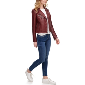 2025 Meilleure vente en Stock en cuir véritable recadrée veste pour femme noir moto vestes élégantes pour les femmes - Product Image 3