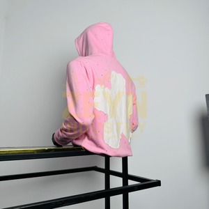 Sweat-shirts pour hommes de haute qualité, couleur rose, patchwork, imprimés personnalisés, vêtements de rue, respirants, fermeture éclair, coton - Product Image 4