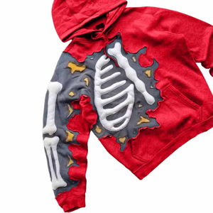 Incroyable sweat à capuche court zippé brodé avec un patch en détresse Fabricant personnalisé 450 Gsm HeavyWeight French Terry Hoodie - Product Image 6