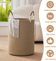 Panier à linge KUYUE, panier à linge en corde tressée avec poignées, grand panier de rangement décoratif pour vêtements et couvertures