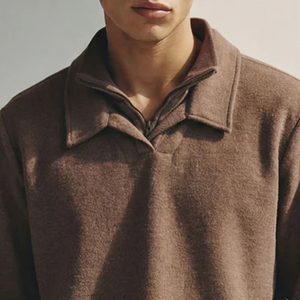 Suéter de Hombre de Manga Larga con Cuello Doble, Cuello Alto Simulado con Cierre, Cuello Plegable, Cálido, con Puños Acanalados y Dobladillo Elástico - Product Image 2