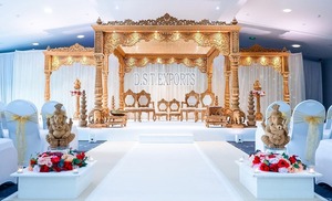 Elegante Mandap de seis pilares de madera a precios de mayorista, Mandaps redondos tradicionales, Impresionante Mandap redondo dorado para bodas tamiles - Product Image 5