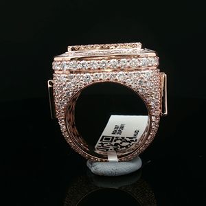 Luxury 10KT Pink Gold <b>Initial</b> <b>Ring</b> Iced Out Hip Hop Jewellery Natural Diamond Customisable for Parties Gifts-Sheetal Diamonds - Product Image 6