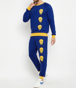 เซ็ตเสื้อสเวตเตอร์คอกลมของผู้ชายสำหรับฤดูใบไม้ร่วงเสื้อกันหนาวกีฬาบุขนแกะลายพิมพ์โลโก้กางเกงลำลองทรงหลวม - Product Image 5