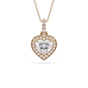 Valentine Heart Cut Diamond Single Halo <b>Pendant</b> 0.50 Ct Lab Grown Diamond In Platinum Wedding Engagement Party Wear - Product Image 3