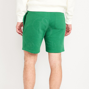 กางเกงขาสั้นวินเทจผ้าฝ้ายเฟรนช์เทอร์รี่สำหรับผู้ชาย เนื้อผ้าหนานุ่ม สีอ่อน เอวกลาง มีเชือกผูก ปิดด้วยเชือกผูก ทรงลำลอง สีพื้น ยับยาก - Product Image 2