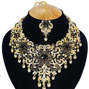 Ensemble de bijoux en alliage de cristal de zircon de style vintage, collier, boucles d'oreilles, coiffe, pour femmes, fiançailles, mariage, anniversaire, fête - Product Image 2
