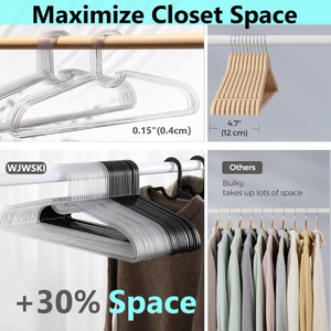 Paquete de 10 perchas de plástico negro para ropa, blancas, duraderas, antideslizantes, para camisa de adulto, abrigo, perchas para vestido, organizador de guardarropa que ahorra espacio - Product Image 5