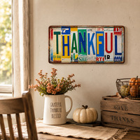 Letrero Metálico Vintage 'Thankful Letter', Placa de Metal Rústica, Letrero Metálico de Estilo Antiguo para Decoración de Pared de Casa o Granja