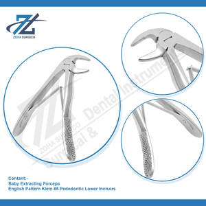 Klein Fig5 Pedodontic Premium Acero inoxidable Instrumentos quirúrgicos dentales Fórceps de extracción de bebés para incisivos inferiores Manual - Product Image 4