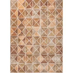 Tapis en soie tufté à la main Acar, motif géométrique ivoire, grand rectangle en viscose pour usage domestique - PTPS-7003 pour salon ou chambre - Product Image 1