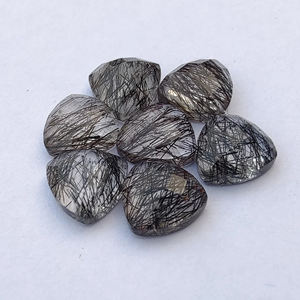 Rutilo negro natural de grado AAA, comprobador de forma de trillón, piedras preciosas sueltas con parte posterior plana, tamaños personalizados disponibles, venta al por mayor calibrado - Product Image 3