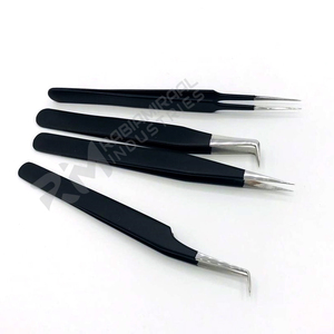 RMI ที่หนีบขนตาคุณภาพสูงชุด4จุดสีเงินและสีดำเคลือบด้วยผงสีเงินแหนบสำหรับปัดขนตา - Product Image 1