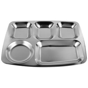 Bandeja multifuncional para servir alimentos Indian Thali Compartimento reutilizable Placas de bandeja de metal de acero inoxidable - Product Image 1