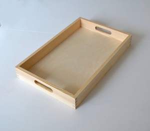 Bandeja DE PRESENTACIÓN DE MADERA rectangular con asas fuertes para desayuno en cama Decoración de mesa de centro y servicio de restaurante - Product Image 1
