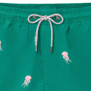 Shorts de bain imprimés verts pour hommes, légers, avec taille élastique, pour la plage, l'été - Product Image 6