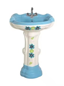 Évier en pierre moderne avec double pression-Nouveau lavabo sur pied Lavabo de designer d'intérieur Articles sanitaires en céramique avec motif antique - Product Image 2