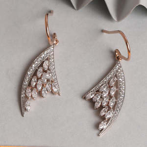 NOVAMART Fine 925 Sterling <b>Silver</b> <b>Drop</b> <b>Earrings</b> with Lily and Feather Design Geometric Pearl Diamond for Wedding Party or Gift W - Product Image 2