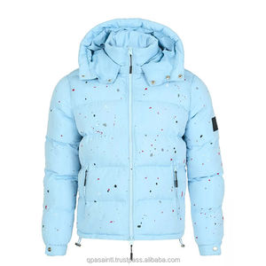 Bleu Hommes Bubble Puffer Veste Haute Qualité Hiver Surdimensionné Amovible À Capuche Designer Puffy Manteau en vente entière Taux OEM - Product Image 2