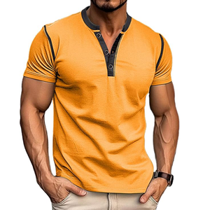 เสื้อกีฬาแขนสั้นของผู้ชายเสื้อคอกลมสีทึบผ้าฝ้าย100% ออกแบบได้ตามต้องการ - Product Image 1