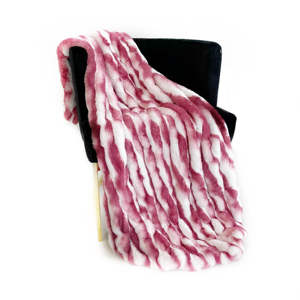 Manta de Piel Sintética de Lujo Plutus, Color Blanco Berry Snow, Diseño Chinchilla a Rayas, Cálida, de Jacquard, para Decoración del Hogar, Cama o Sofá - Product Image 1