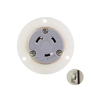 Best seller NEMA J-518 30A 125V AC Flanged Outlet serbaguna Lock Flanged Outlet untuk pemakaian Indoor dan Outdoor