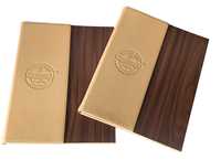 Couvertures de menu personnalisées en cuir PU A4 de qualité supérieure, certifiées ISO, avec logo nickelé sur mesure pour restaurants et hôtels