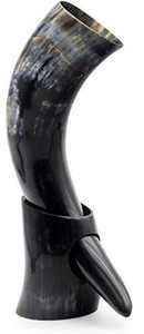 Cuerno para beber vikingo hecho a mano con soporte Cuerno natural Taza medieval inspirada en Floki Regalo nórdico Decoración rústica Koi. - Product Image 3