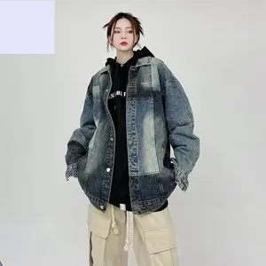 <b>Vintage</b> Women <b>Jacket</b> 2024 Autumn Winter Oversize Denim <b>Jackets</b> Washed Blue Jeans Coat Turn-down Collar Outwear <b>Jacket</b> - Product Image 3