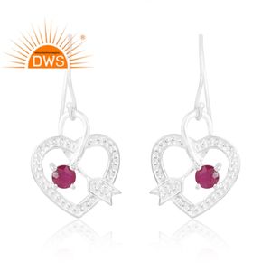 Pendientes de piedras preciosas de rubí natural de Plata de Ley 925 de última venta, fabricante de joyería personalizada - Product Image 1